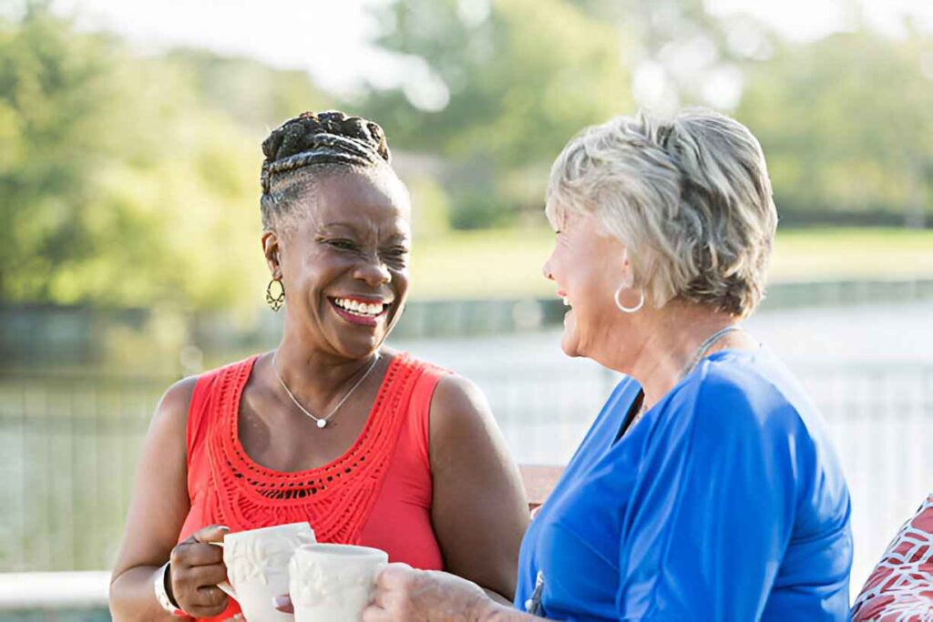 two older women talking