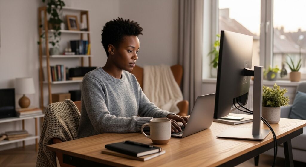 Picture of someone working from home