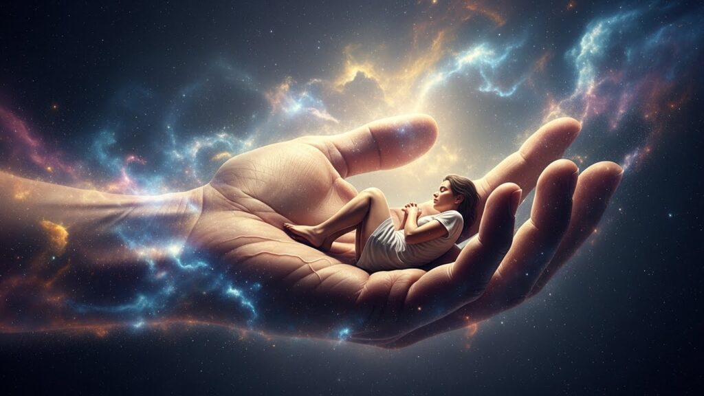 In the hollow of his hands