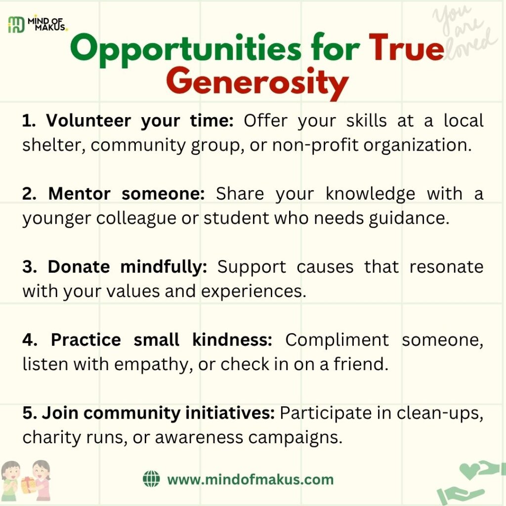 Opportunities for true Generosity